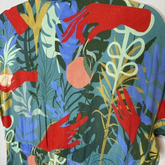 Hutch Rigby Tropical Floral Button Front Maxi Shirt Dress Size Small Pal… - Picture 9 of 12